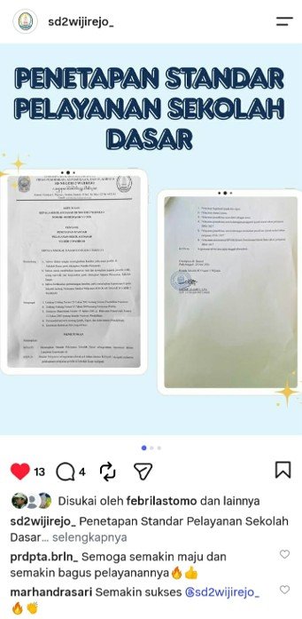 Standar Pelayanan Sekolah Dasar Negeri 2 Wijirejo